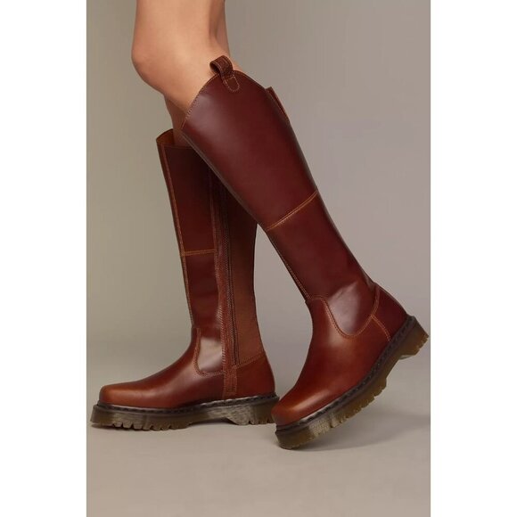 Dr. Martens Shoes - Dr. Martens Amaayah Knee-High Boots Burgundy Leather 8